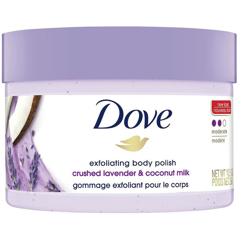 Dove Exfoliating Body Polish Body Scrub Crushed Lavender & Coconut Milk 10.5 oz