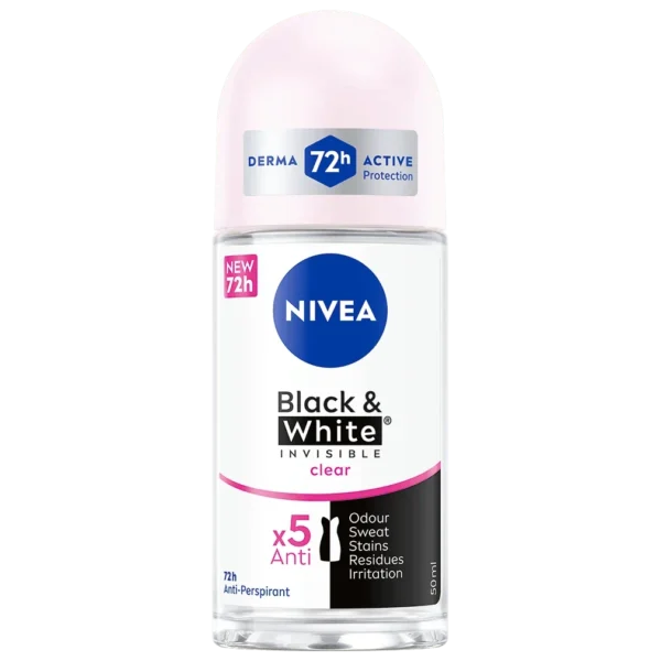 Nivea Invisible for Black & White Clear Roll-On Anti-Perspirant Deodorant 50 ml