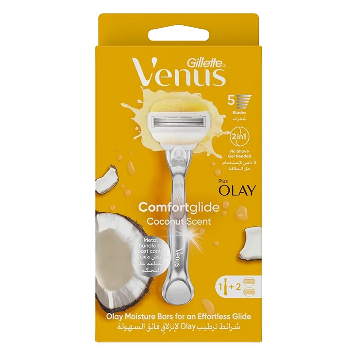 Gillette-Venus-Store-Comfortglide-with-Olay-Coconut-Womens-Razor-Handle-+-Blade-Refills,-Silver,-2-Count